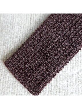 Rooster Mens Knit Tie Brown Solid Wool Mohair Vintage